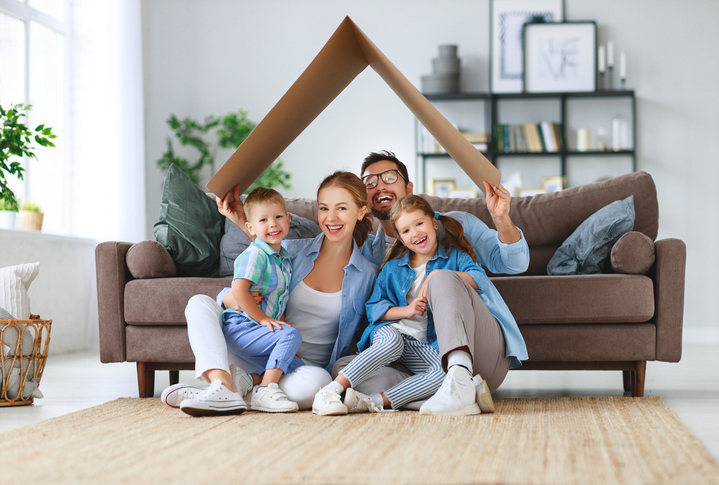 Portrait of a laughing family